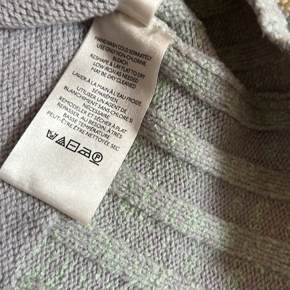 Free People Street Fair Knit Oversized Pullover Sweater Light Green & Grey sz S - Picture 10 of 12